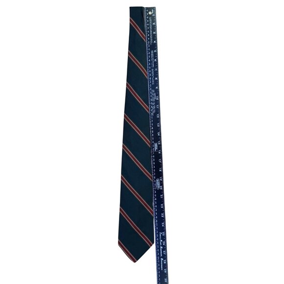 Georgetown University Shop Mens Blue & Red Silk Striped Tie All Silk Approx 56" - Picture 6 of 7